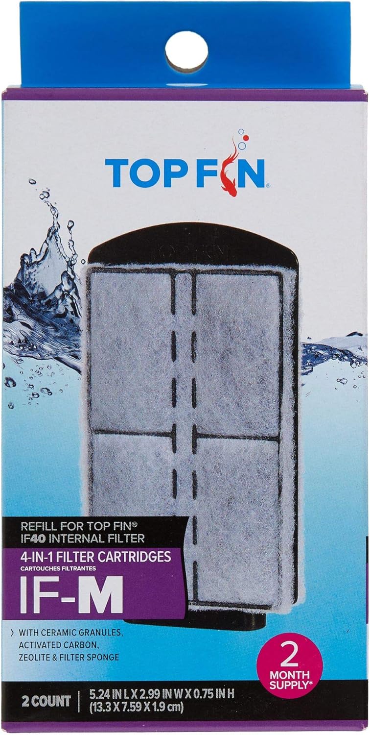 Top Fin 4-in-1 Internal Filter Cartridges IF-M (Medium) Refill for IF40 Internal Filter (2 Count)
